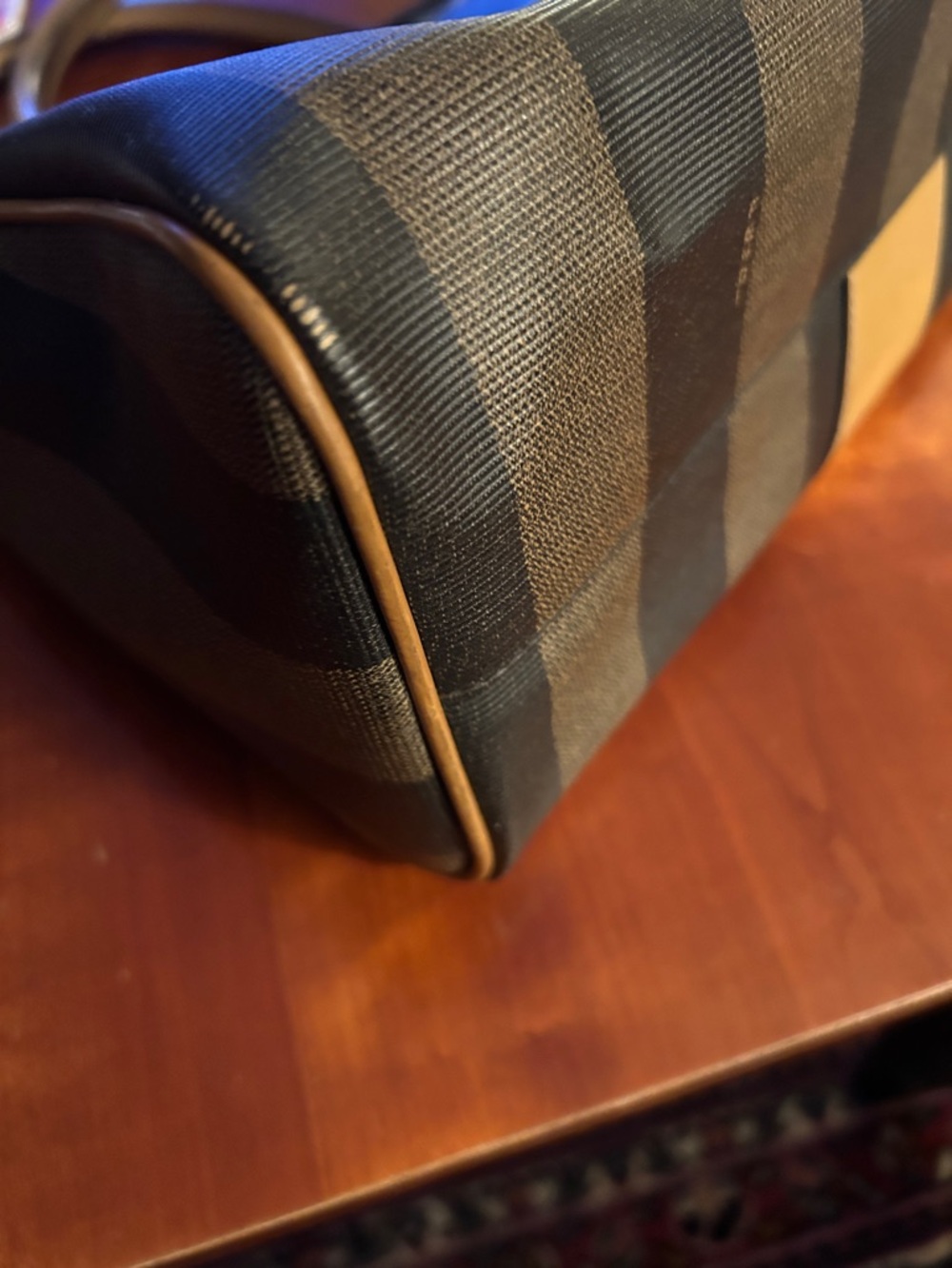 Fendi Striped Canvas Satchel in Tan and Black
Made in Italy 
Authentic - Picture 8 of 11